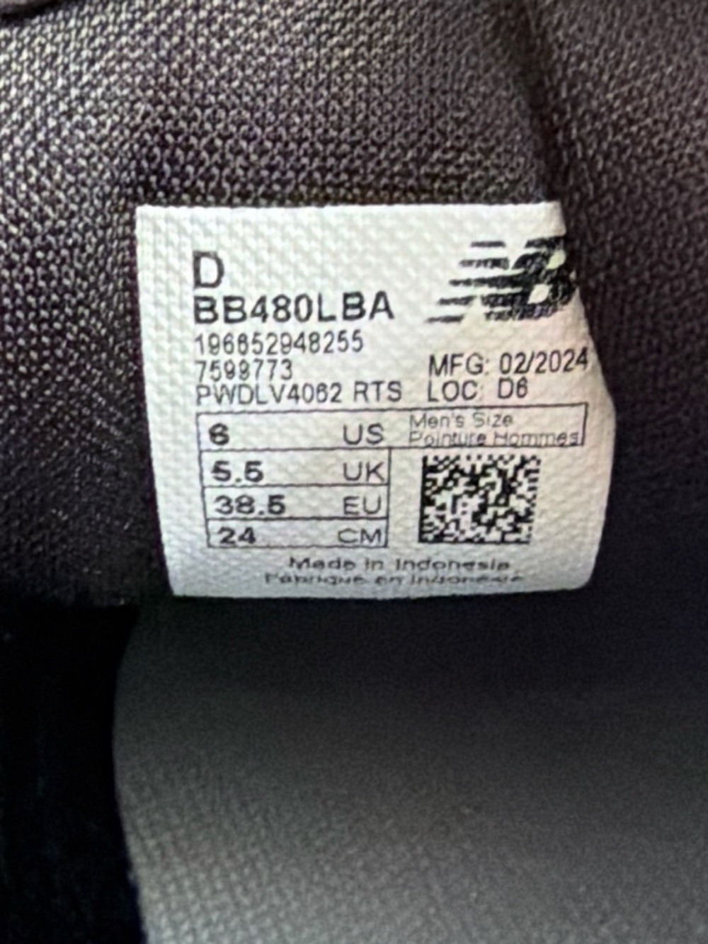 NWT New Balance 480 Black & White Athletic Sneakers women’s size 7.5 (men’s 6) - Picture 5 of 5
